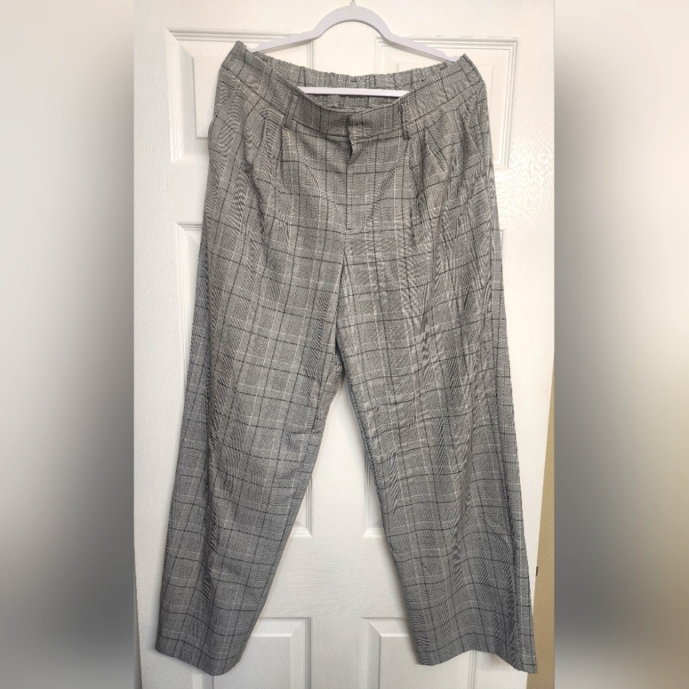 Plaid wide leg dress pants